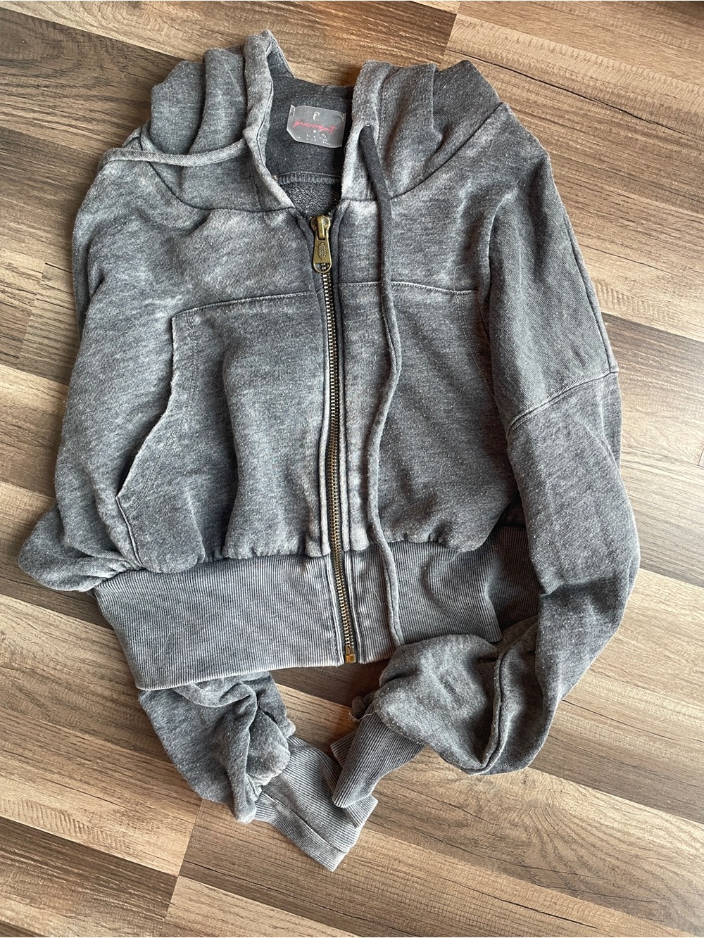 FP Movement by Free People Cropped Gray Zip Hoodie - Picture 3 of 4